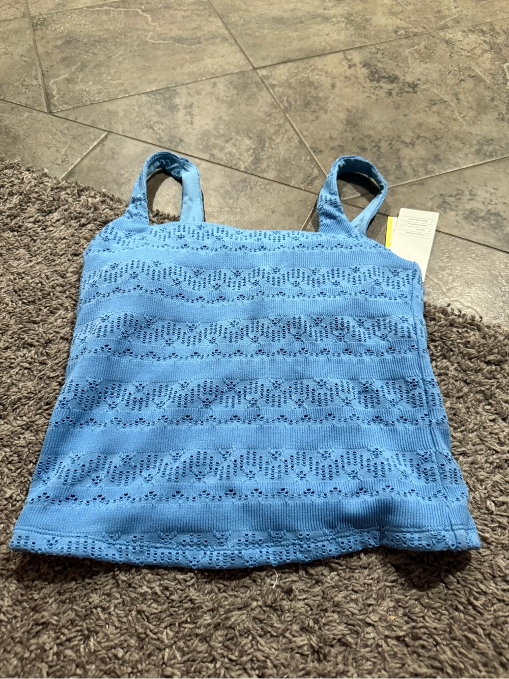 💜Blue Knit support Tank Top - Lightweight Women's Camisole lace detailing